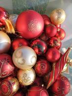 100 glazen kerstballen, Rood, Goud, glitters, vogel, klokje, Diversen, Kerst, Ophalen, Gebruikt