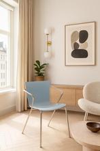 Fritz Hansen stapelbare stoelen, Gebruikt, Blauw, Vier, Hout