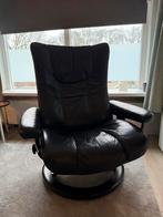 Ekornis Zwarte Leren Draaifauteuil - Verstelbaar, Ophalen, Gebruikt, Leer, 75 tot 100 cm