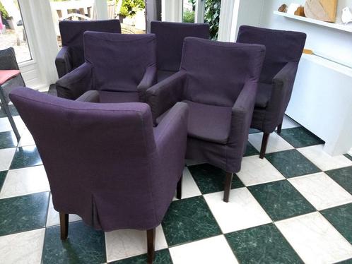 6 eetkamerstoelen met wasbare hoes | Nix Design, Huis en Inrichting, Stoelen, Gebruikt, Vijf, Zes of meer stoelen, Hout, Stof