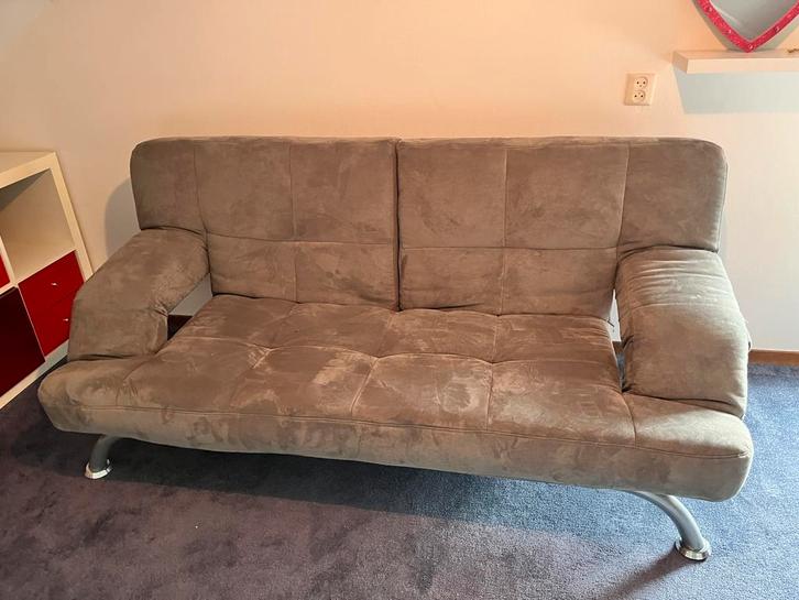 Comfortabele grijze slaapbank, Huis en Inrichting, Slaapkamer | Slaapbanken, Zo goed als nieuw, Overige maten, Tweepersoons, Grijs