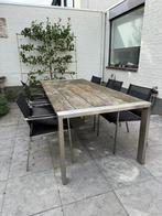 Tuinset Fiore – RVS tafel met 6 stoelen | 4 okt ophalen!, Ophalen, Gebruikt, 6 zitplaatsen, Rvs