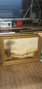 Groot schilderij nostalgische gesigneerd., Ophalen, Zo goed als nieuw, Schilderij, 75 cm of meer