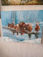 Schilderij: Paarden in de sneeuw - A. Havenith, Antiek en Kunst, Kunst | Schilderijen | Klassiek, Ophalen