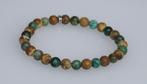 Prachtige armband met Afrikaans turquoise en picture Jaspis, Nieuw, Elastiek, Met edelsteen, Verzenden