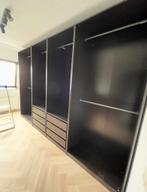 PAX zwartbruine kledingkast met lades 350cm 100cm 2x 75cm 2x, Huis en Inrichting, Ophalen, 200 cm of meer, 50 tot 100 cm, Zo goed als nieuw