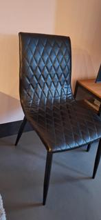 4 zwarte nep leren eetkamer stoelen, Ophalen, Gebruikt, Zwart