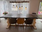 Stevige Klooster eettafel 240x100 + 6 velvet stoelen, Huis en Inrichting, Tafels | Eettafels, Ophalen, Gebruikt, Eikenhout, 200 cm of meer