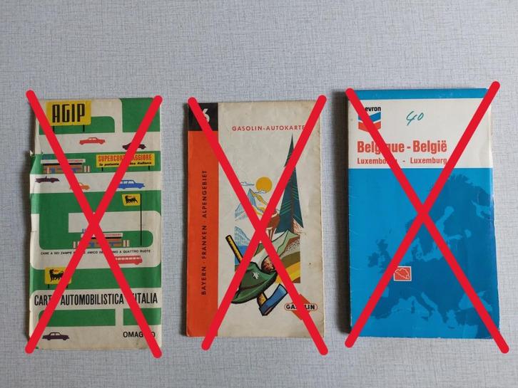 Oude Wegenkaarten Benzine & Olie AGIP GASOLIN SUNOCO CHEVRON, Verzamelen, Merken en Reclamevoorwerpen, Gebruikt, Gebruiksvoorwerp