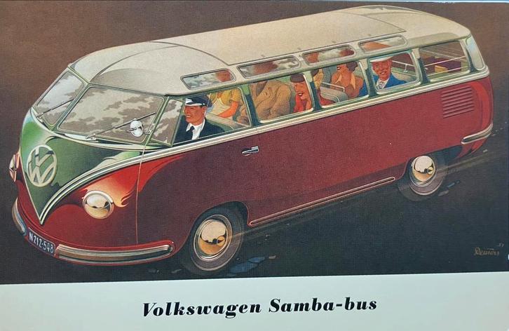 Ansichtkaart reclame voor de VW T1 Samba bus 50 jaar in 2000, Verzamelen, Ansichtkaarten | Themakaarten, Ongelopen, 1980 tot heden