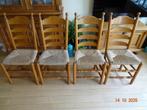 4 MASSIEF WARME EIKEN EETTAFELSTOELEN, Ophalen, Gebruikt, Hout
