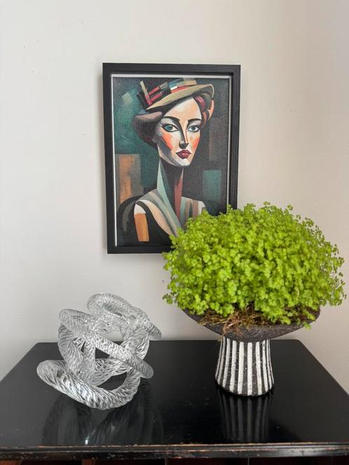 Kunst portret vrouw schilderij artwork kunstwerk painting, Antiek en Kunst, Kunst | Schilderijen | Modern, Ophalen of Verzenden