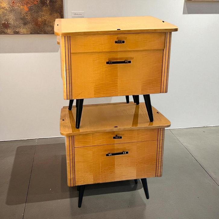 Vintage nachtkastjes | nightstand | mid century nachtkast, Huis en Inrichting, Slaapkamer | Nachtkastjes, Gebruikt, Minder dan 55 cm