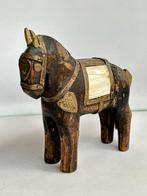 Made in India houten paard met parelmoer en koper decoratie, Ophalen of Verzenden