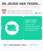 Jeugd van Tegenwoordig 2 Tickets 2 oktober staplaatsen, Twee personen, Overige soorten, Overige typen