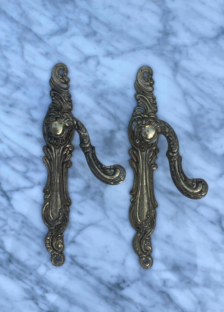 Antieke vintage messing koperen deurklinken deurbeslag, Antiek en Kunst, Antiek | Koper en Brons, Koper, Ophalen of Verzenden