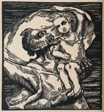 Inge Fehr (1885–XX) Houtsnede 'Sint Christoffel' ~1925. Afme, Ophalen of Verzenden