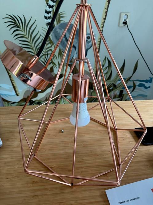 Stijlvolle koperkleurige Lucide hanglamp – modern design, Huis en Inrichting, Lampen | Hanglampen, Zo goed als nieuw, Minder dan 50 cm
