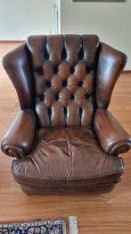 Engelse Leren Clubfauteuil ( enkel of set), Huis en Inrichting, Fauteuils, Ophalen, Engelse clubfauteul ub Chesterfield stijl