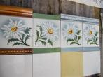 25 stuks Art nouveau wandtegels met Margriet, grijsblauw, Ophalen