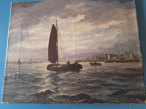 Schilderij van M.van Hoppe , olie op linnen , jaren 50-60, Antiek en Kunst, Kunst | Schilderijen | Klassiek, Ophalen of Verzenden