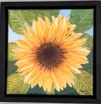 Zonnebloem schilderij met baklijst, Ophalen of Verzenden