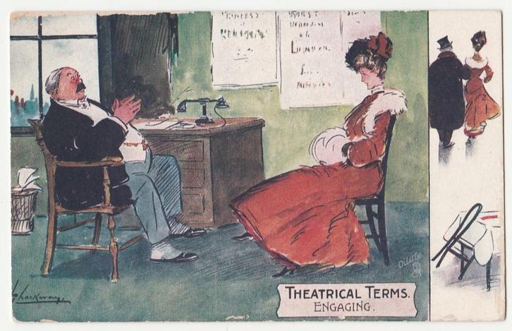 Lance Thackeray.  Theatrical Terms.   Illustrateurs., Verzamelen, Ansichtkaarten | Themakaarten, Ongelopen, Voor 1920, Overige thema's