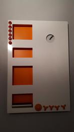 Zilverkleurig magnetisch whitebord met klokje en magneten, Ophalen, Gebruikt, Magneetbord