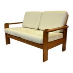 Vintage bank tweezits grenenhout jaren 70 minimalist design, Hout, Gebruikt, Vintage, Tweepersoons