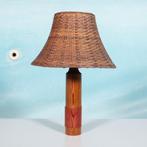 Japandi houten tafellamp rieten kap l bohemian vintage lamp, Hout, Japandi, Gebruikt, Ophalen of Verzenden