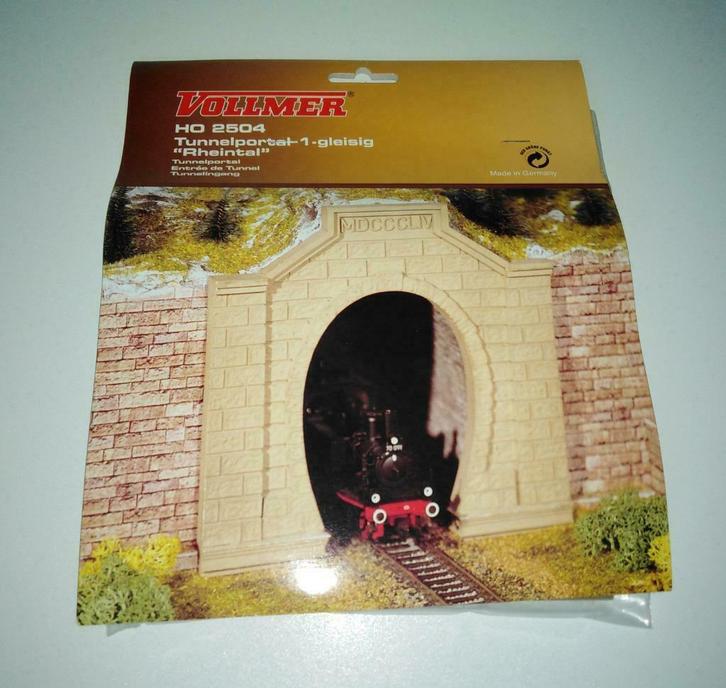 Vollmer H0 2504 - 2 grote enkel spoor tunnelportalen in ovp, Hobby en Vrije tijd, Modeltreinen | H0, Nieuw, Brug, Tunnel of Gebouw