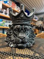 Leeuwenkop  Zilver - 32cm - Bloempot, Tuin en Terras, Bloempotten, Kunststof, Rond, Nieuw, Ophalen of Verzenden