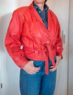 Tomaatrood leren jasje vintage XL, Ophalen of Verzenden, Gedragen, Maat 46/48 (XL) of groter, Rood