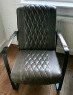 2 mooie bruine fauteuils / stoelen industriële look, Huis en Inrichting, Ophalen, Gebruikt, 75 tot 100 cm, Metaal