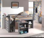 Pino Halfhoogslaper Grijs met Bureau en Kasten, Ophalen, Zo goed als nieuw, Halfhoogslaper