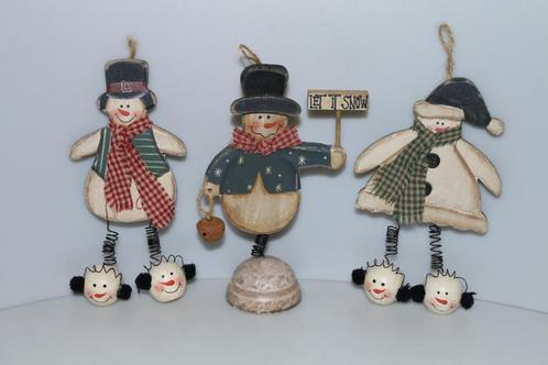Appletree kersthangers hout sneeuwpoppen sneeuwmannen, Diversen, Kerst, Zo goed als nieuw, Ophalen of Verzenden