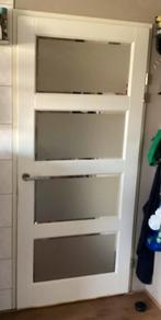Rechts draaien opdek binnen huis deur, met melk glazen., 80 tot 100 cm, Binnendeur, Ophalen of Verzenden, Zo goed als nieuw