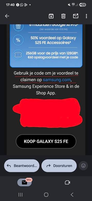 Kortingscode voor galaxy s25 FE beschikbaar voor biedingen