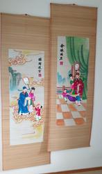 2 x traditionele Chinese kunst op bamboe rol guo hua, Ophalen of Verzenden