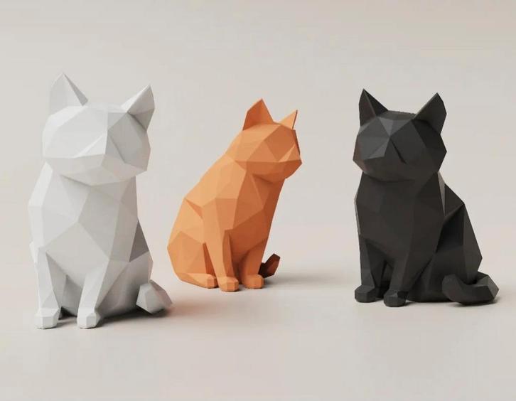 NIEUW!! 3D Geprinte beeldjes kat, Antiek en Kunst, Kunst | Beelden en Houtsnijwerken, Ophalen