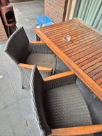 Bois le Duc tuinset - tafel + 2 wicker stoelen, Gebruikt, Tuinset, Hout, Eettafel