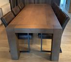 Eettafel eiken (225cm) + stoelen (6 stuks), Ophalen, Gebruikt, 4 tot 6 stoelen