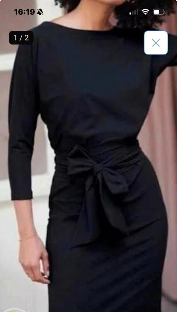 LaDress Carla zgan Zwart Jurk Travelstof - XS, S of M, Kleding | Dames, Jurken, Zo goed als nieuw, Maat 38/40 (M), Zwart, Knielengte