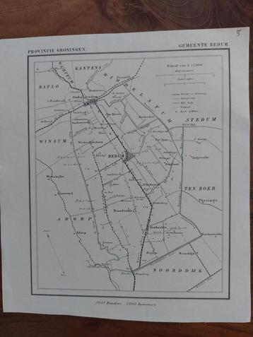 5 / Bedum Ouderendam Noordwolde Litho uit 1865 van J. Kuyper beschikbaar voor biedingen