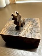 oud houten doosje met hond, Antiek en Kunst, Ophalen of Verzenden