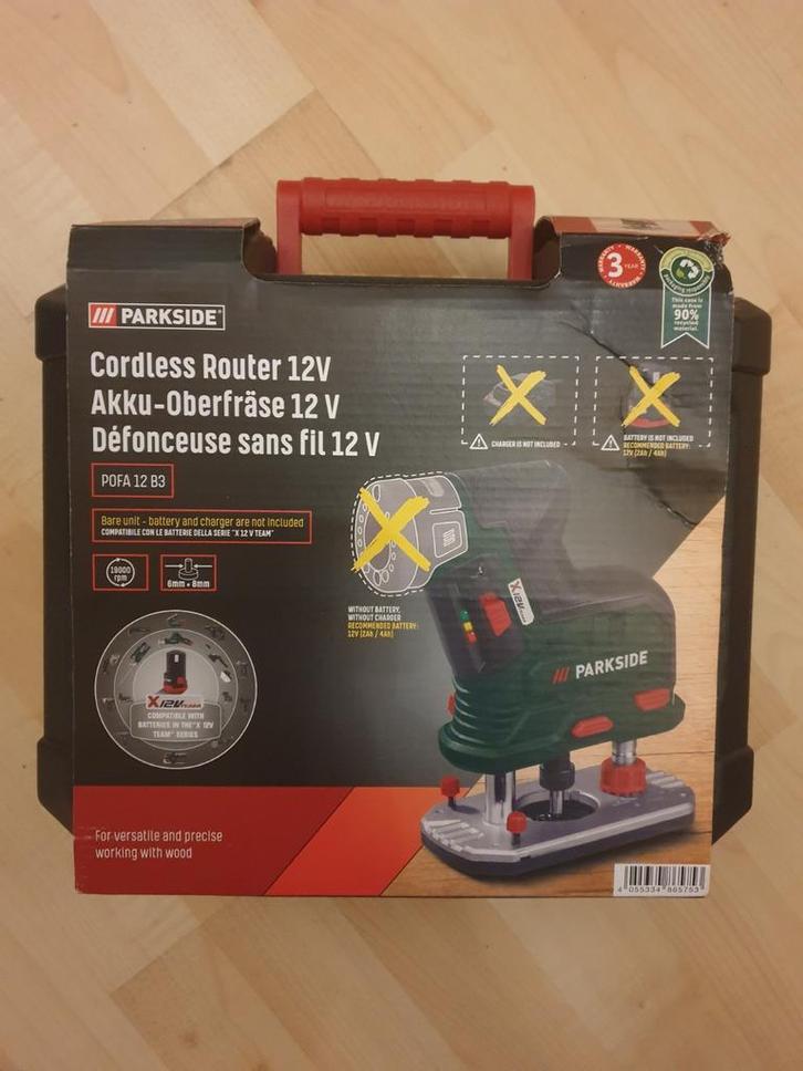Parkside Freesmachine 12V - Accu Bovenfrees, Doe-het-zelf en Verbouw, Gereedschap | Overige machines, Nieuw, Ophalen