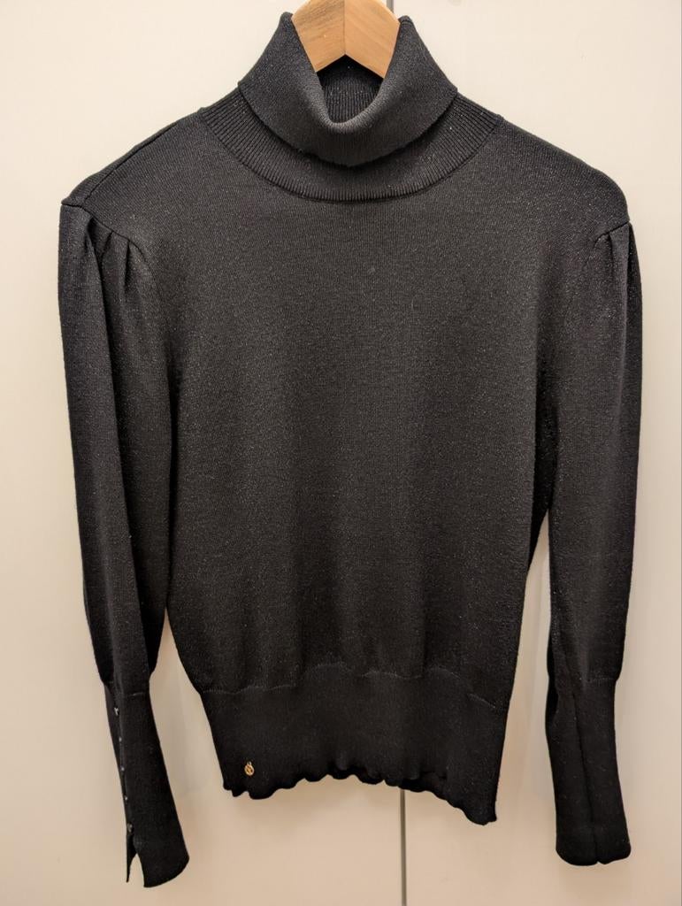 Nukus coltrui zwart metallic - Maat L, Kleding | Dames, Truien en Vesten, Zwart, Maat 42/44 (L), Ophalen of Verzenden, Zo goed als nieuw