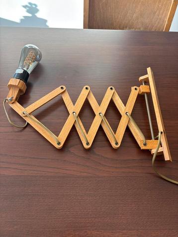 Vintage Houten Schaarlamp lamp E27 beschikbaar voor biedingen