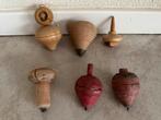 Vintage tollen houten tollen trek tollen H 7-9 cm 6st, Antiek en Kunst, Ophalen of Verzenden