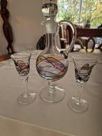 Glazen Karaf Set met Twee Glazen, Antiek en Kunst, Ophalen of Verzenden